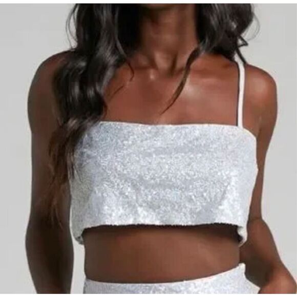 Sequin Embellished Crop Tank - Picture 1 of 9